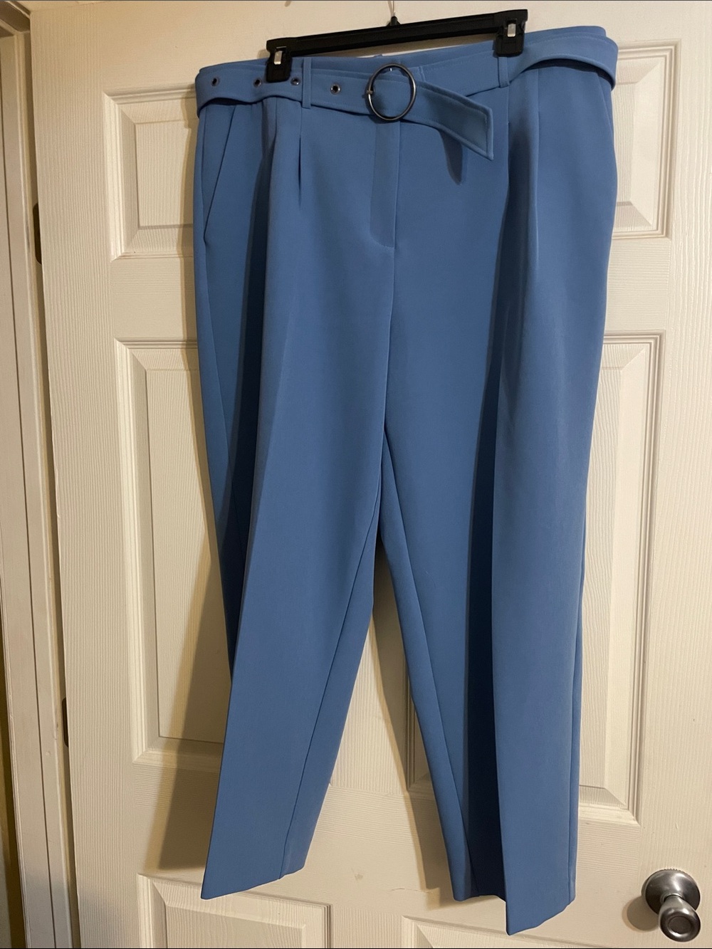 Adrienne Landau high-Rise Pleated Wide-Leg Pants with Belt - Blue 16